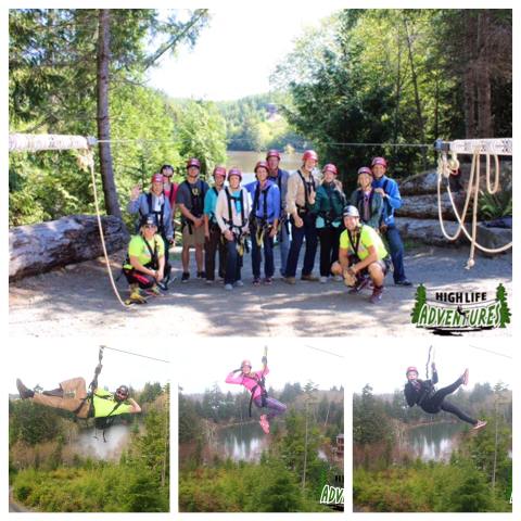 A group shot of zipliners